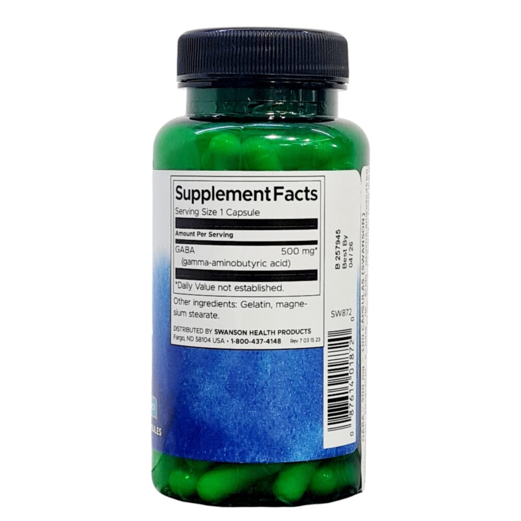 GABA 500 mg Swanson 100 cápsulas - Imagen 2