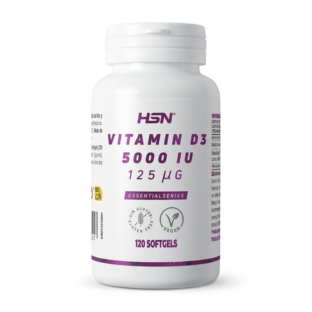 Vitamina D3 5000 IU HSN EssentialSeries 120 softgels 125 mcg colecalciferol