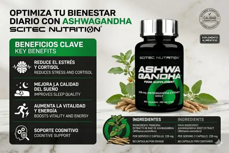 Cápsulas de Ashwagandha Scitec Nutrition 226mg beneficios y dosis